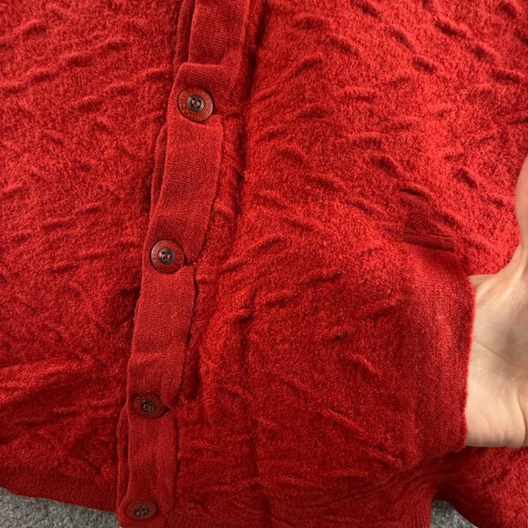 COOGI Women Pure New Wool Cardigan Sweater Red Buttons Pockets Knit Soft ~med - Picture 9 of 16